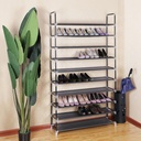Songmics 10 Katlı Ayakkabı Rafı, 100x29x175 CM, Siyah, LSR10H