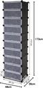 SONGMICS 10 Seviyeli Ayakkabı Dolabı, DIY, PP Plastikten, Devrilme Korumalı, 48 x 36 x 173 cm, Siyah LPC10H
