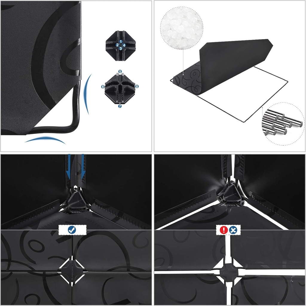 SONGMICS 10 Seviyeli Ayakkabı Dolabı, DIY, PP Plastikten, Devrilme Korumalı, 48 x 36 x 173 cm, Siyah LPC10H