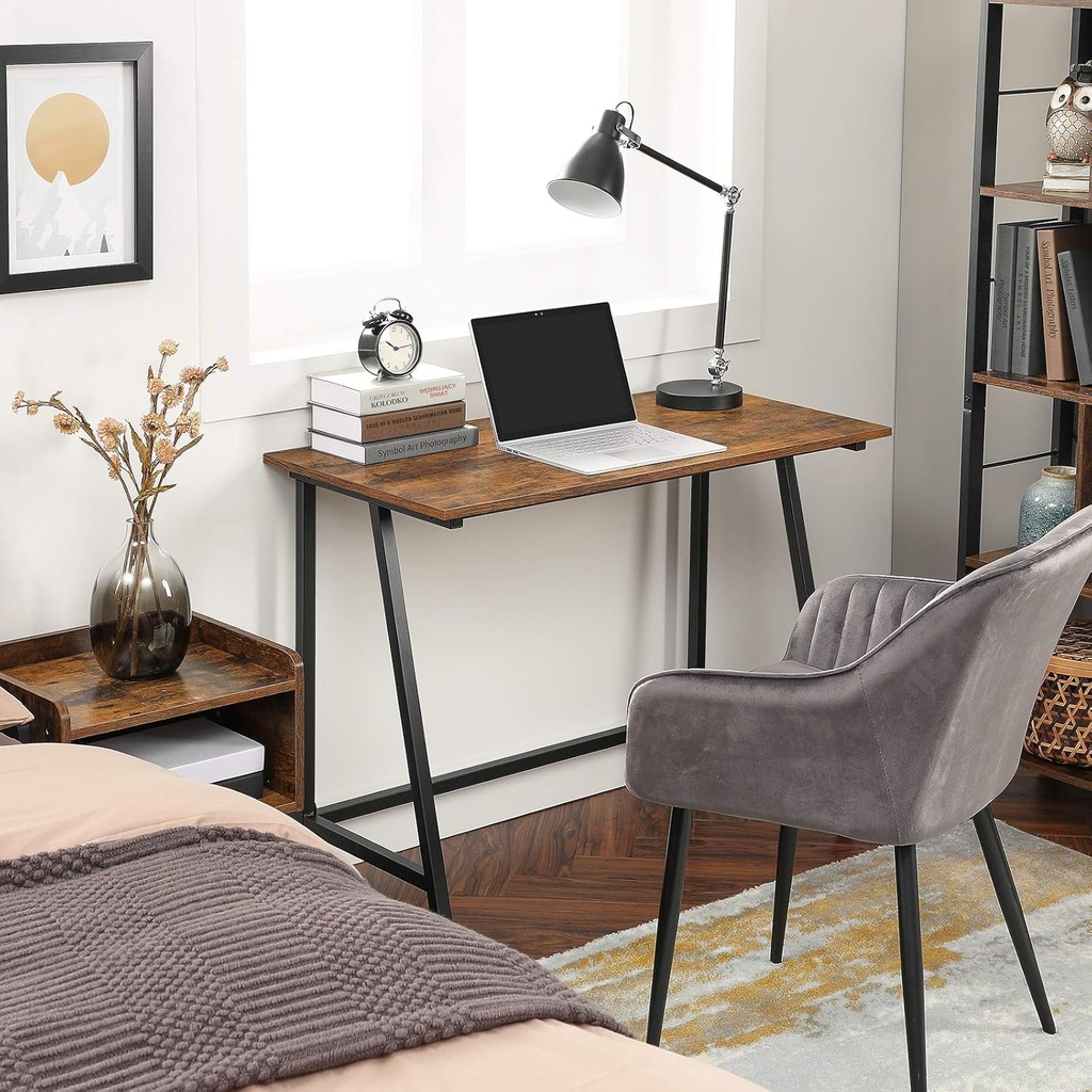 Vasagle Çalışma Masası, Bilgisayar Masası, Ev Ofis, Ofis, Çalışma Odası, Oturma Odası, Sabit, Yerden Tasarruf Sağlayan, Basit Yapı, Endüstriyel Tasarım, 100 X 50 X 75 cm, Eski Kahverengi-Siyah Lwd40X