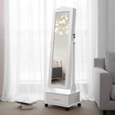 Songmics Tekerlekli ve Led Aydınlatmalı Kilitlenebilir Mücevher Dolabı, Beyaz, Jbc61W