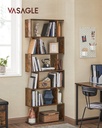 Vasagle Kitap Rafı, 6 Katlı Raf, Ayaklı Raf, Ofis Rafı, Bağımsız, Dekoratif Raf, Sunum için, Modern, Oturma Odası, Yatak Odası, Ofis, Vintabraun LBC61BX