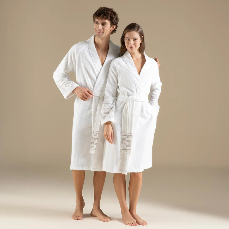 Chakra Derin Unisex Bornoz Beyaz