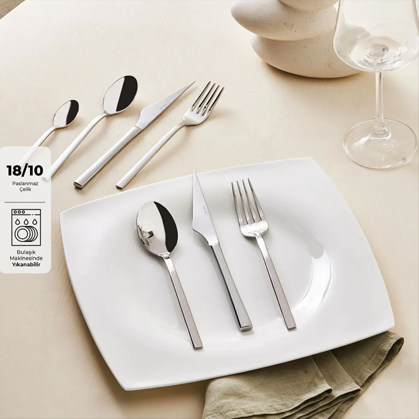 Emsan Sedir Elg 84 Parça 12 Kişilik Çatal Kaşık Bıçak Takımı Kutulu
