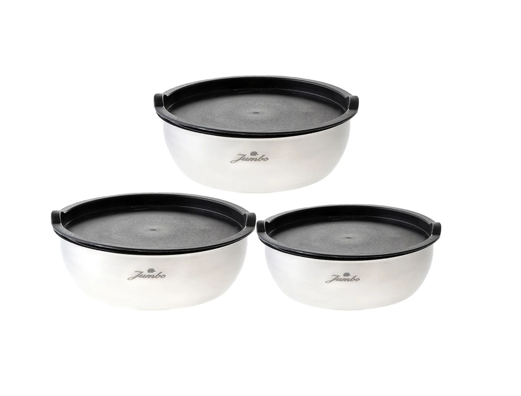 Jumbo 3'lü Mat Cam Saklama Kabı Paslanmaz Çelik Kapaklı 21 cm Sağlıklı Kullanım