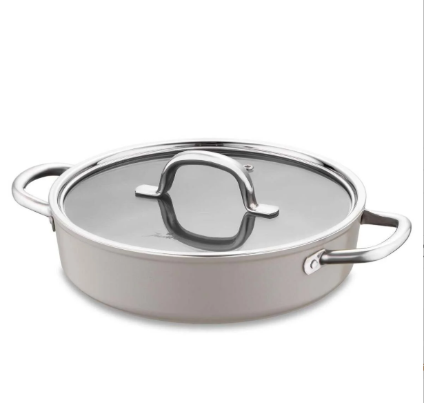 Jumbo Swiss Crystal Bej Basık Tencere 26 cm