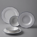 Jumbo Yemek Takımı 18 Parça 6 Kişilik Lacivert Porselen Yuvarlak Tabak Seti