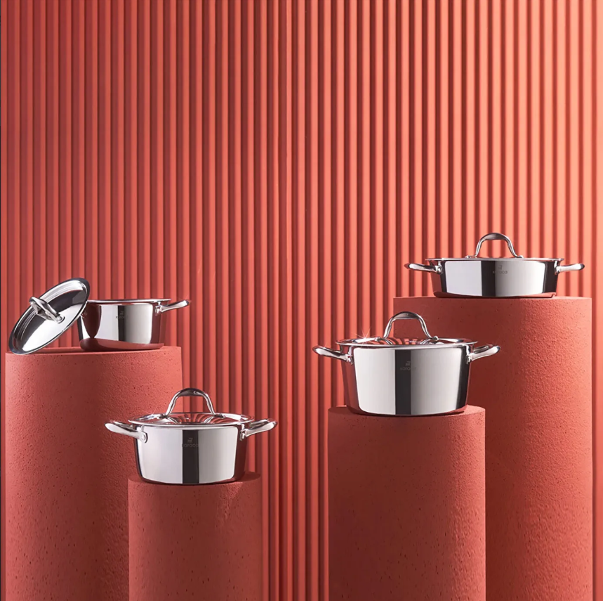 Karaca 3Ply Power Steel 316+ Çelik Konik 8 Parça Petekli Çelik Tencere Seti
