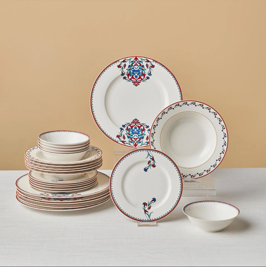 Karaca Elegance Bone Nakkaş 24 Parça 6 Kişilik Yemek Takımı
