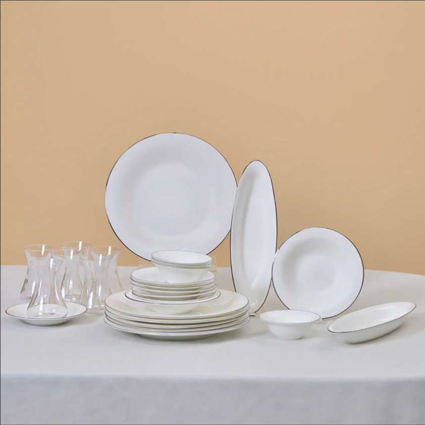 Karaca Fine Pearl Fame 26 Parça 6 Kişilik Kahvaltı Takımı Platin