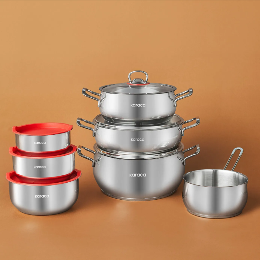 Karaca Pişir Sakla V2 13 Parça Indüksiyon Tabanlı Çelik Tencere Seti