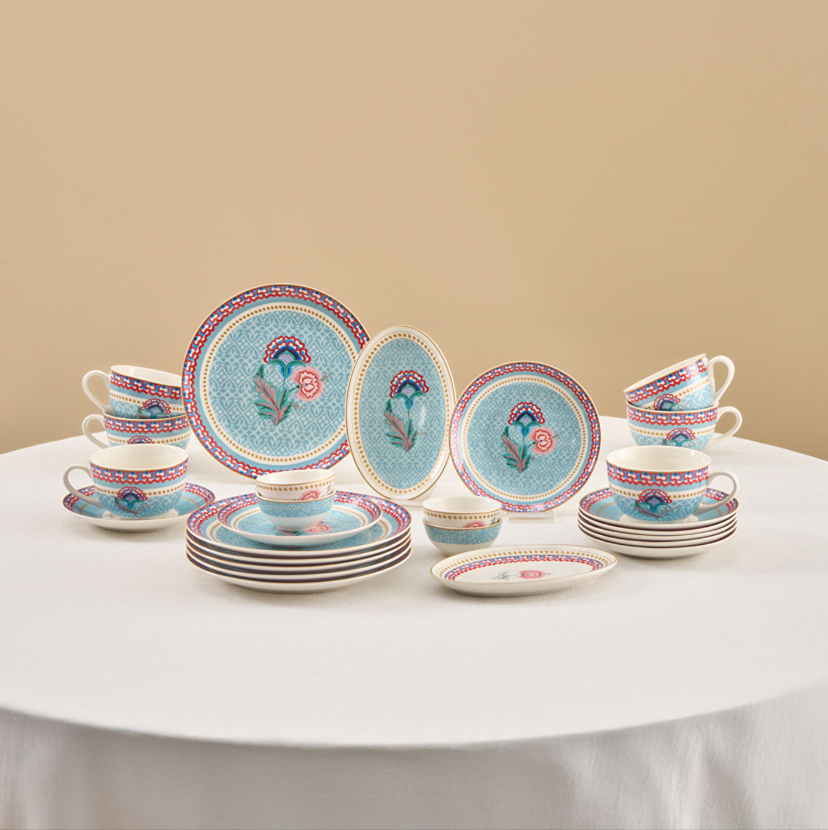 Karaca Spello Blue 26 Parça 6 Kişilik New Bone Kahvaltı / Servis Seti