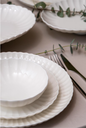 Kütahya Porselen Bone Luz Form 27 Parça 6 Kişilik Yemek Takımı Beyaz