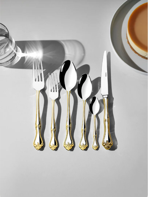 Nehir Lalezar Altın Sade 6 Kişilik 36 Parça Çatal Kaşık Bıçak Takımı