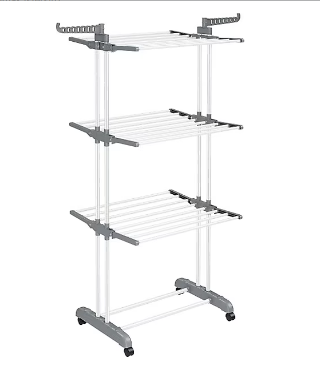 SONGMICS 4 Katlı Çamaşır Kurutma Askısı, Katlanabilir Çamaşır Kurutma Askısı 173 cm Yüksekliğinde, Çelik, ULLR701W01V2