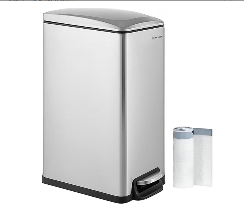 ‎SONGMICS mutfak çöp kutusu, 48 litre, dar, çöp kutusu, LTB510E48