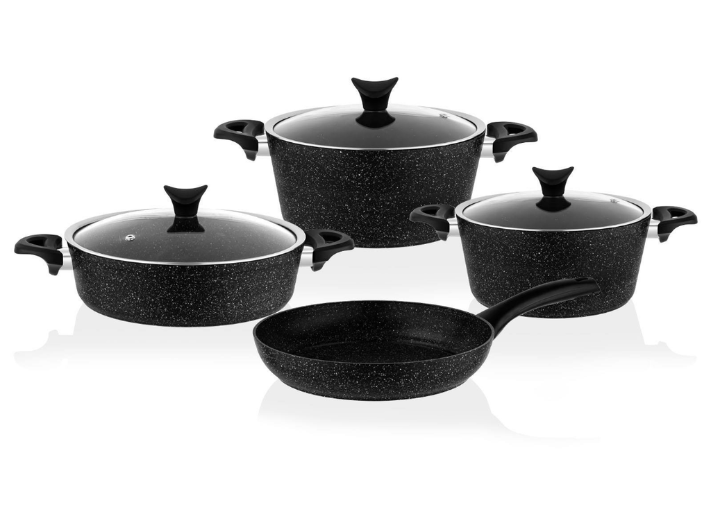 Taç 3455 Master Cook 7 Parça Granit Tencere Seti Siyah