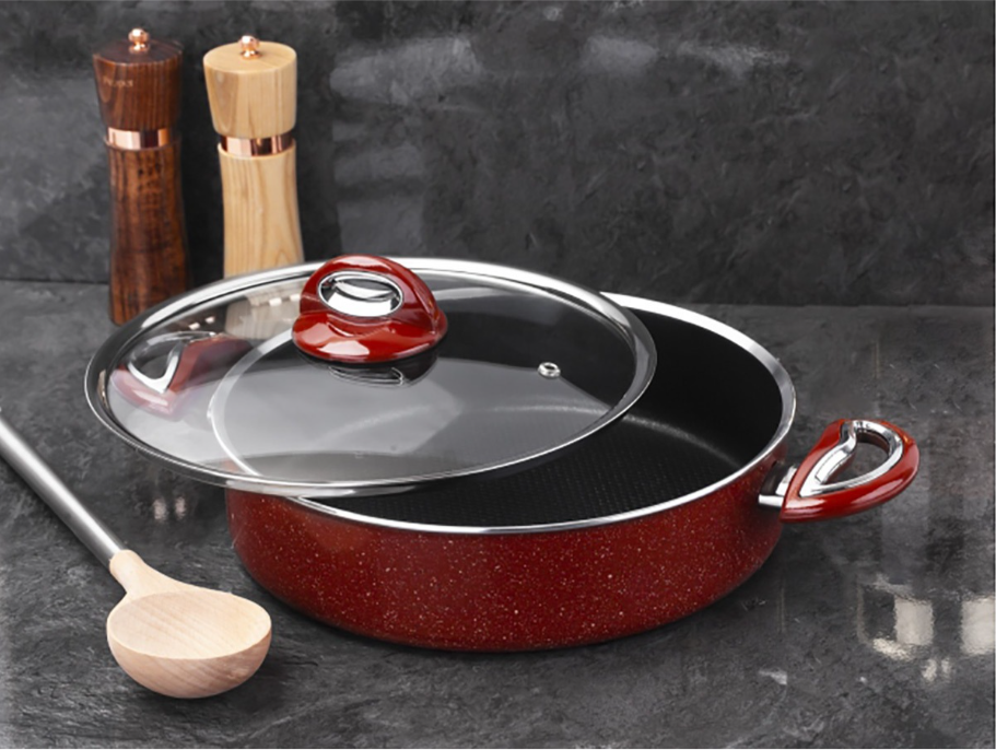 Taç Granit Döküm Basık Tencere 24 cm Beyaz