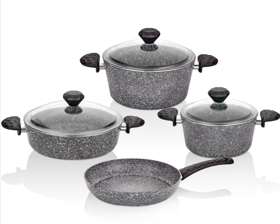 Taç Stone 7 Prç Granit Tencere Seti Gri