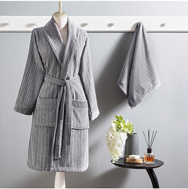 Taç Ritmo Pamuk S/M Bornoz Set Antrasit