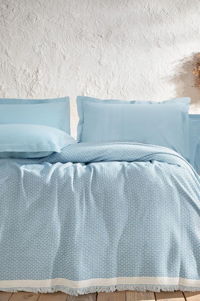 Yataş Maris Çift Kişilik Pike Takımı - Buz Mavisi 200x230