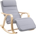SONGMICS Huş Ağacı Sallanan Sandalye, 5 Kademede Ayarlanabilen Ayak Desteği, Pamuk Kılıf, 150 Kg Taşıma Kapasitesi, Oturma Odası, Yatak Odası, Açık Gri, Lyy41G