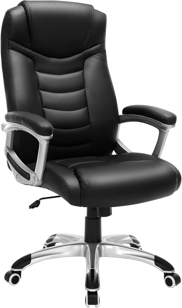 SONGMICS Ergonomik Ofis Koltuğu Yüksekliği Ayarlanabilir Döner Sandalye Sağlam, Dayanıklı, Siyah Obg21B 52x53x122 cm