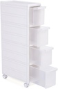 SONGMICS 4 Çekmeceli Raf, 4 Katlı 2 Ayrı Parça Kullanım, Mutfak Rafı Banyo Raf Standı Tekerlekli Niş Raf 84,5 cm Yükseklik, Beyaz Kfr05W