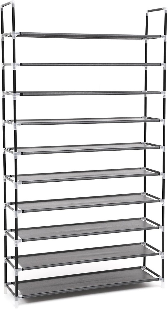 Songmics 10 Katlı Ayakkabı Rafı, 100x29x175 CM, Siyah, LSR10H