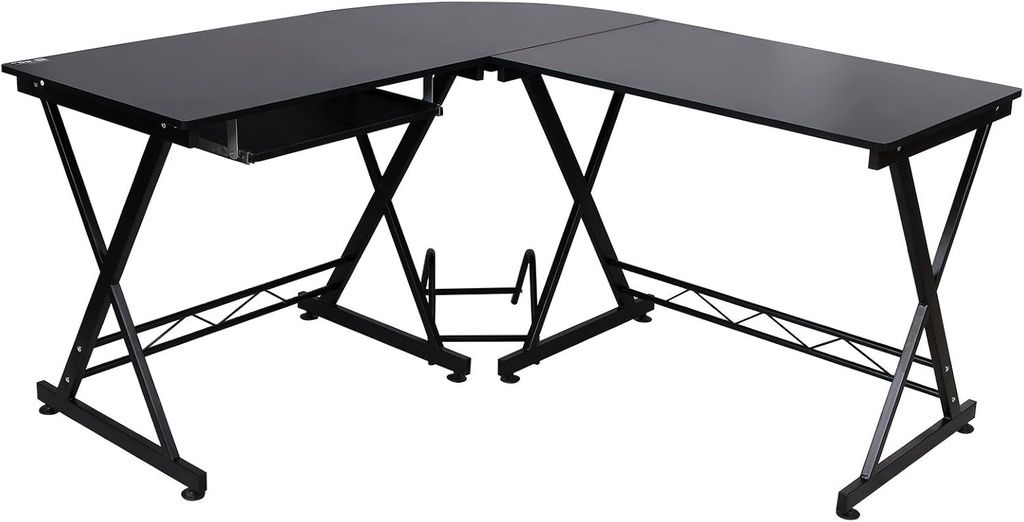 SONGMICS Lcd402B Ev, Ofis İçin Bilgisayar Masası, 150 x 138 x 75 cm, Siyah