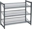 SONGMICS 3 Katlı Metal Ayakkabı Rafı, Fileli Raf, Ayarlanabilir Koyma Alanlı Düz veya Açılı Raf Zeminleri, Koridor, Giriş Alanı İçin Istiflenebilir Depo Rafı, 74x62,8x30,7 cm, Koyu Gri, Lmr03Gb