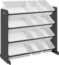 Songmics Çocuk Odası Rafı, Oyuncak Düzenleyici, Çocuklar için Ayakta Raf, Pp Plastikten Yapılmış 12 Saklama Kutusu, Çocuk Odası, Okul, Kreş, 86 X 26.5 X 78 cm, Koyu Gri-Beyaz Gkr04Gy