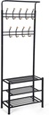 SONGMICS Hsr04W Gardırop, Elbise Standı, Boru Çapı 32 Mm, 3 Ayakkabı Raflı, 18 Metal Kancalı, Beyaz