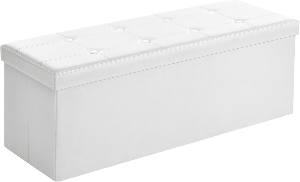 Songmics Tabure, Saklama Alanı, Sandık, Saklama Kutusu, Katlanabilir, Maks. Statik Yük 300 Kg, Bölücü, 120 Litre, 38 X 110 X 38 Cm, Imitasyon Keten, Koyu Gri Lsf77K