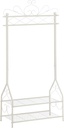 SONGMICS Klasik Tarzda Elbise Askısı, Elbise Çubuklu ve 2 Metal Raflı, 92 x 173 x 41 cm (G x Y x D), Krem Beyaz, Hsr07W