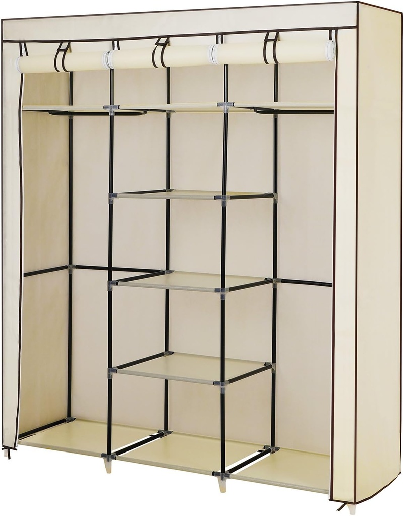 SONGMICS Katlanır Kumaş Elbise Dolabı, 175x150x45 CM, Siyah RYG12B