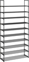 SONGMICS 10 Seviyeli Ayakkabı Rafı, 50 Çifte Kadar Metal Ayakkabı Saklama Yeri, Oturma Odası, Koridor ve Giyinme Odası İçin Ayakkabı Düzenleyici, 92 x 30 x 194 cm, Siyah Lsa10Bk