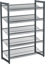 SONGMICS 5 Katlı Ayakkabı Rafı, Genişleyen Metal Ayakkabı Rafı Ayarlanabilir Ayakkabı Rafı 15-20 Çift Ayakkabı, Kısa Bot, Topuklular İçin Uygun, 74x104x307cm Koyu Gri Lmr005Gb