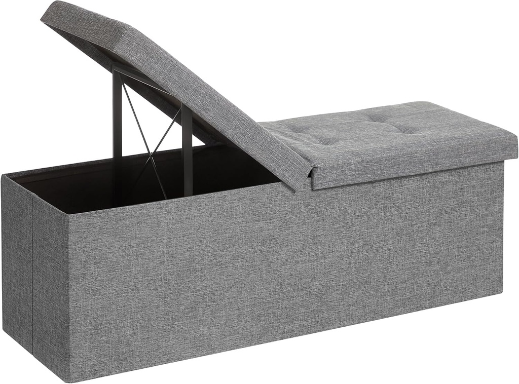 Songmics Depolama Alanlı Tabure, 110 x 38 x 38 cm, 300 kg'a Kadar Dayanıklı, Açık Gri LSF71G