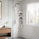 SONGMICS Duş Rafı, 85 – 305 cm Yüksekliği Ayarlanabilir, 4 Tepsili Banyo Rafı, Duş Köşesi, Delme Gerektirmez, Beyaz Bcb001A