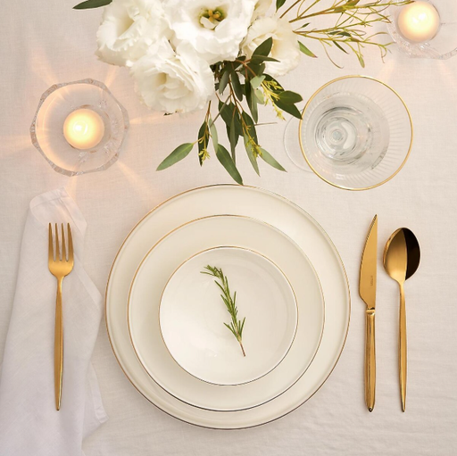 [AZN] Emsan Freya Fine Bone Yuvarlak Beyaz 18 Parça 6 Kişilik Yemek Takımı – Altın Detaylı Şık ve Zarif Tasarım
