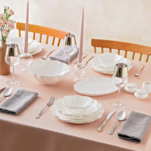 [AZN] Emsan Istanbul Porselen Gonca 29 Parça 6 Kişilik Yemek Takımı Gold