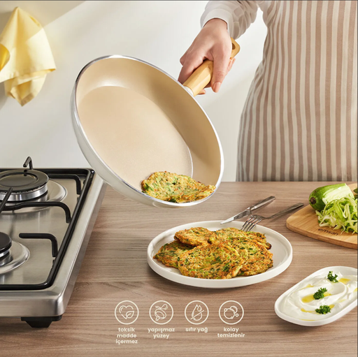 [AZN] Emsan Swiss Crystal 26 cm Düz Tava Seramik Kaplama Yapışmaz Yüzey Toksik Madde İçermeyen