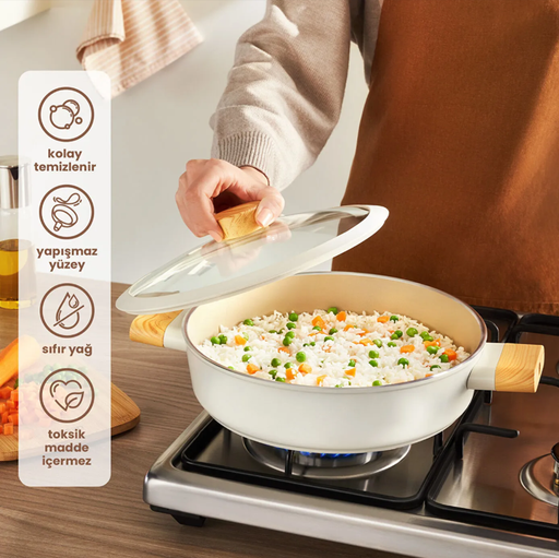 [AZN] Emsan Swiss Crystal Karnıyarık Tencere 30 cm Creamy