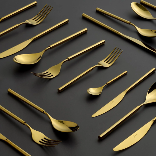 [AZN] Jumbo 6000 Roller Titanyum Gold 84 Parça 12 Kişilik Çatal Kaşık Bıçak Seti