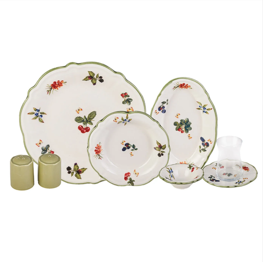 [AZN] Jumbo Majestic 28 Parça 6 Kişilik Kahvaltı Takımı Green