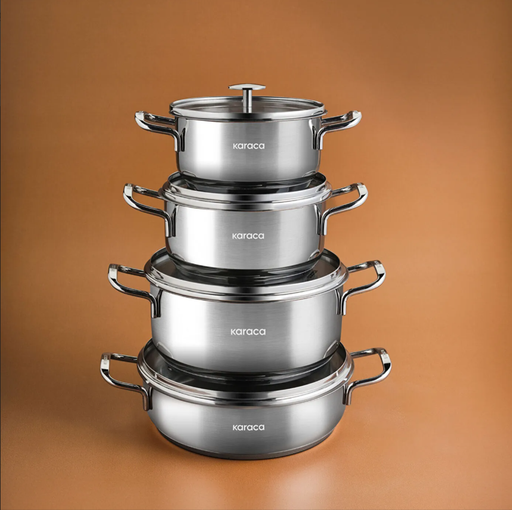 [AZN] Karaca Alaz 8 Parça Çelik Tencere Seti