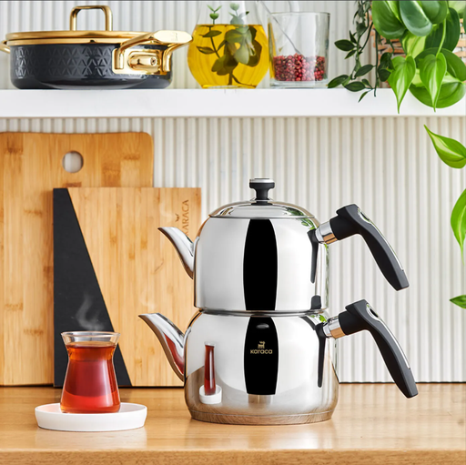 [AZN] Karaca Asiye İndüksiyon Tabanlı Mini Çelik Çaydanlık Takımı