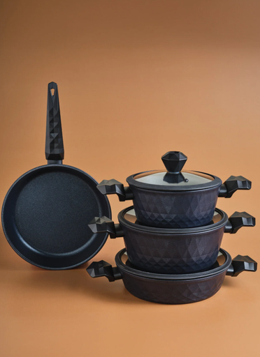 [AZN] Karaca BioDiamond Antibakteriyel Kulplu İndüksiyon Tabanlı 7 Parça Tencere Seti