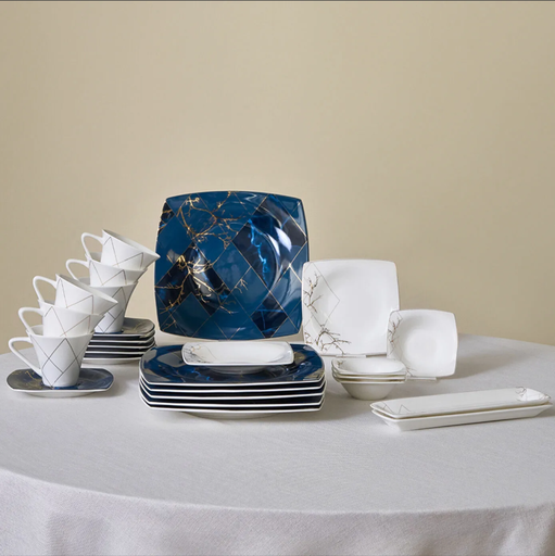 [AZN] Karaca Fine Pearl Midnight 26 Parça 6 Kişilik İnci Kahvaltı Seti Kare